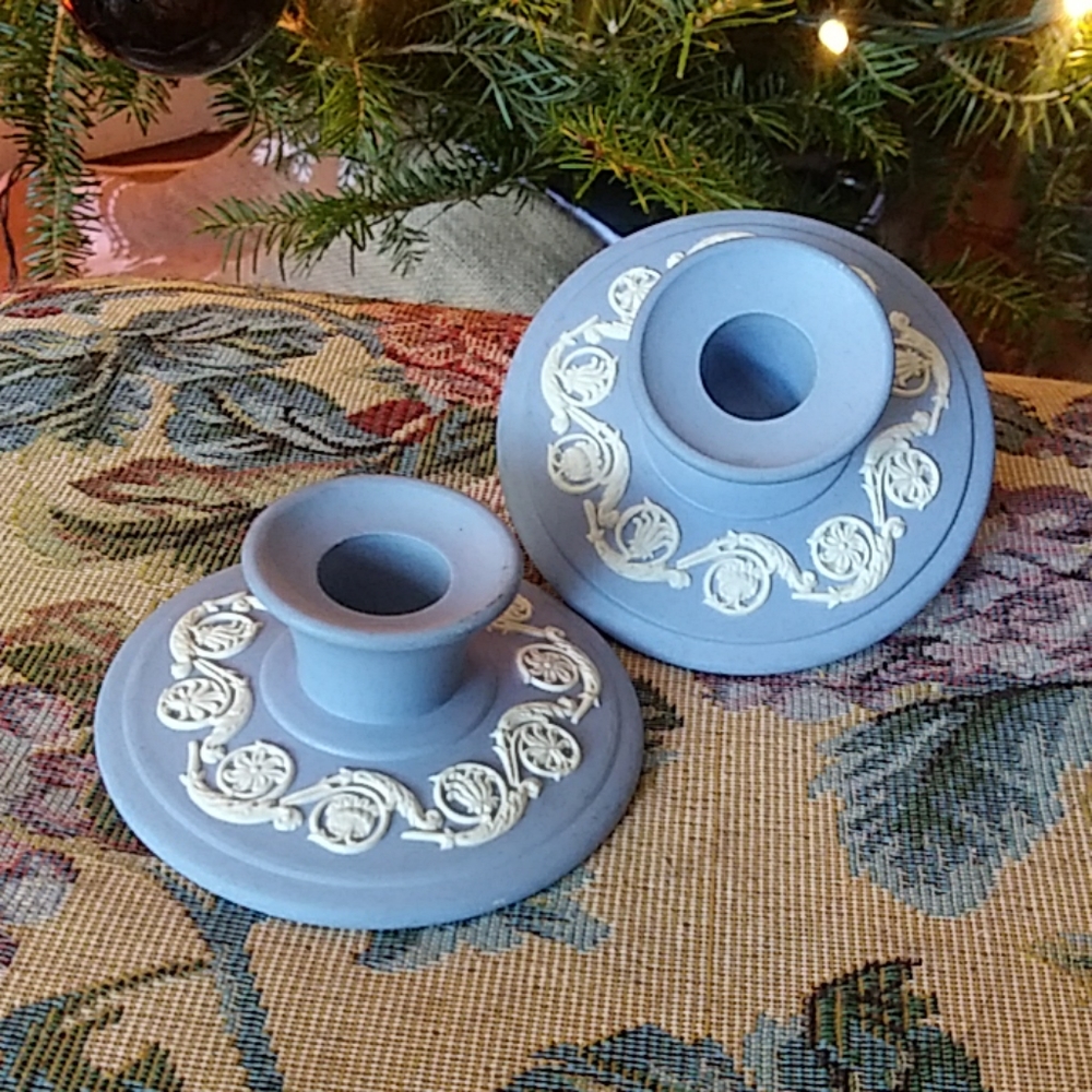 Vintage Jasperware Candlestick Holders